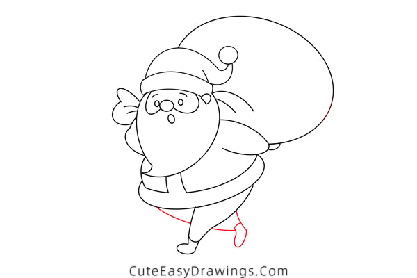 how to draw santa claus with a sack - www.cuteeasydrawings.com