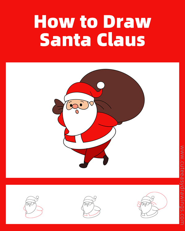 how to draw santa claus with a sack - www.cuteeasydrawings.com