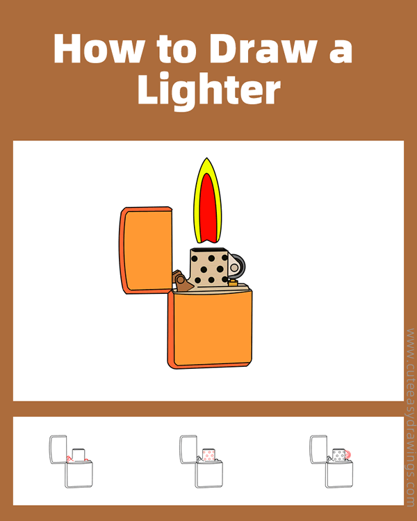 how to draw a lighter - www.cuteeasydrawings.com