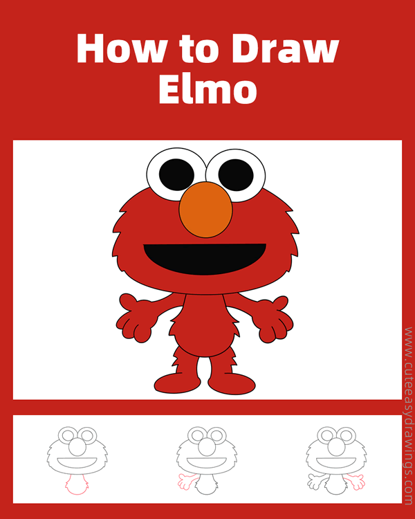 how to draw elmo - www.cuteeasydrawings.com