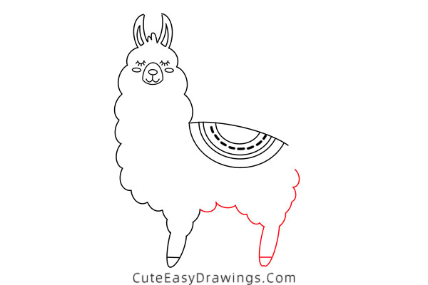 how to draw an alpaca - www.cuteeasydrawings.com