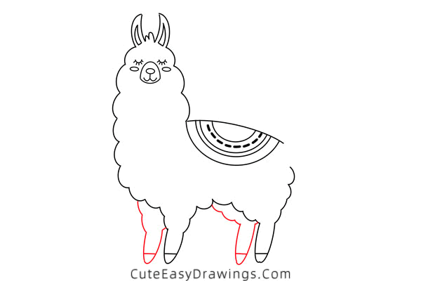 how to draw an alpaca - www.cuteeasydrawings.com