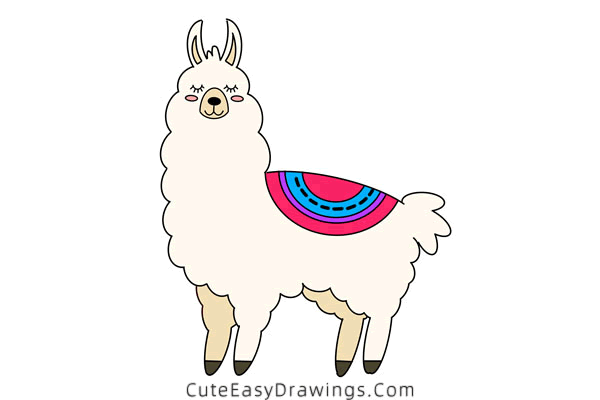 how to draw an alpaca - www.cuteeasydrawings.com