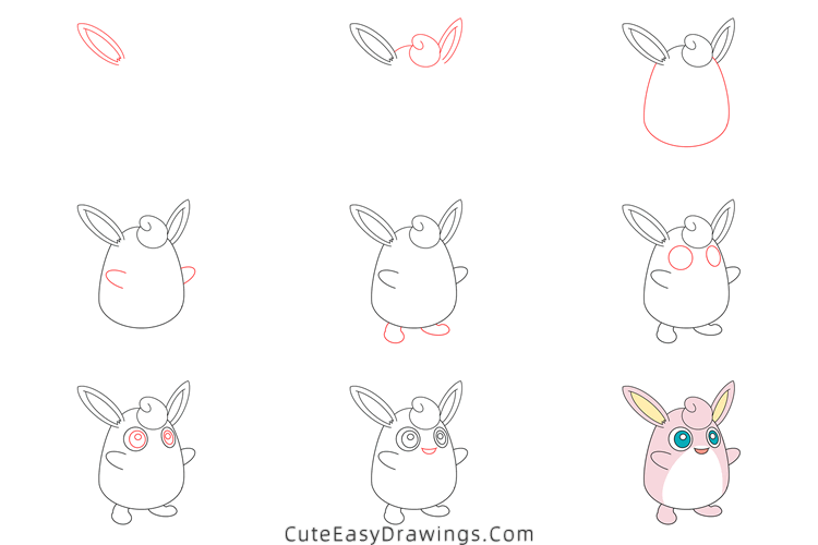 how to draw wigglytuff - www.cuteeasydrawings.com