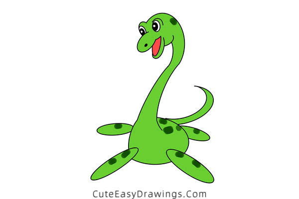 how to draw a plesiosaur - www.cuteeasydrawings.com