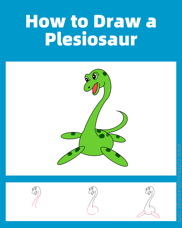 how to draw a plesiosaur - www.cuteeasydrawings.com