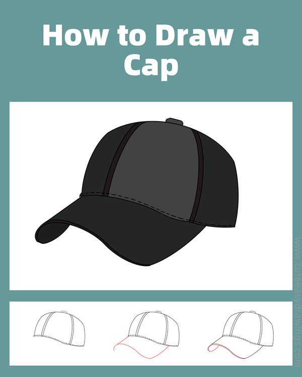 how to draw a baseball cap - www.cuteeasydrawings.com