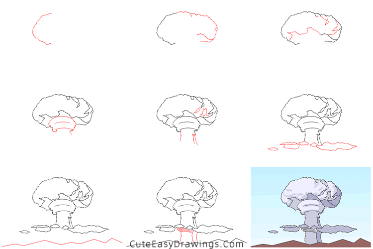 how to draw a mushroom cloud - www.cuteeasydrawings.com