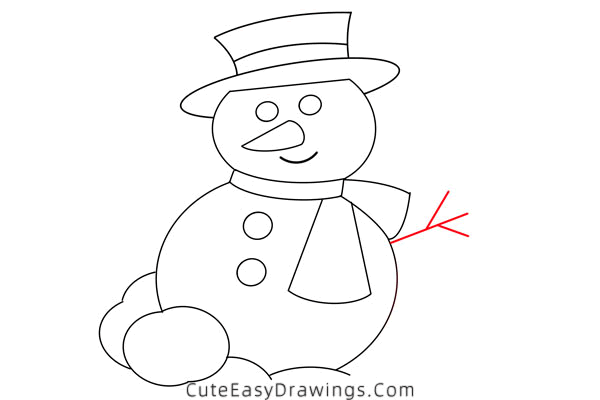 how to draw a snowman - www.cuteeasydrawings.com