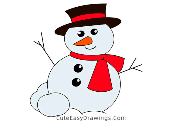 how to draw a snowman - www.cuteeasydrawings.com