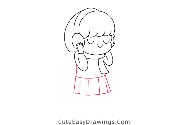 how to draw a girl in autumn - www.cuteeasydrawings.com