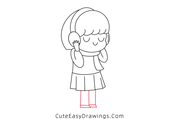 how to draw a girl in autumn - www.cuteeasydrawings.com