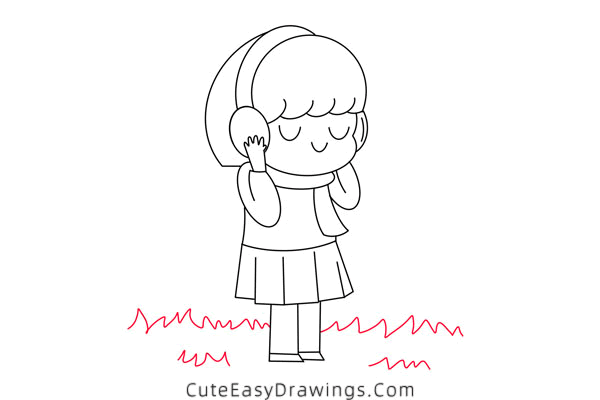 how to draw a girl in autumn - www.cuteeasydrawings.com