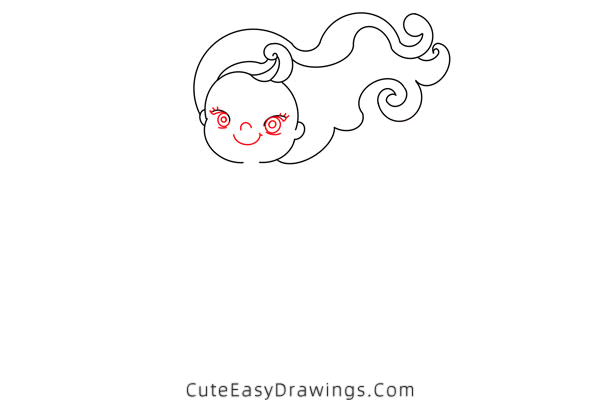 how to draw a mermaid - www.cuteeasydrawings.com