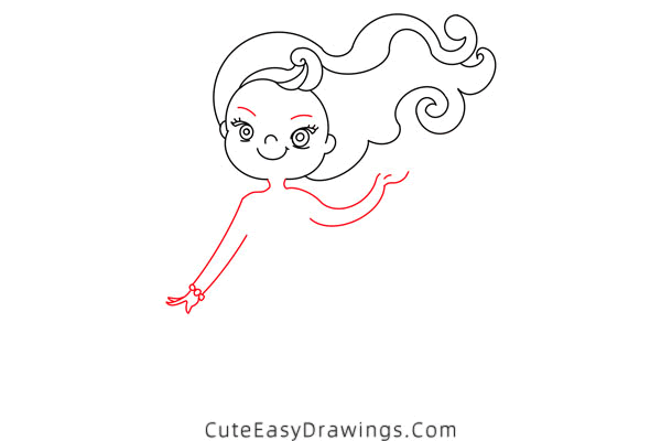 how to draw a mermaid - www.cuteeasydrawings.com