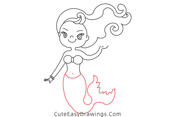 how to draw a mermaid - www.cuteeasydrawings.com