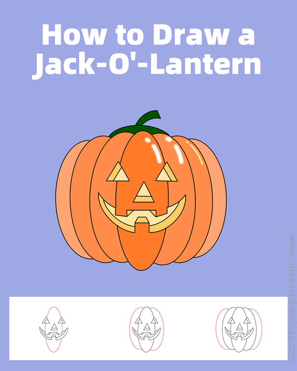 how to draw a jack-o-lantern - www.cuteeasydrawings.com