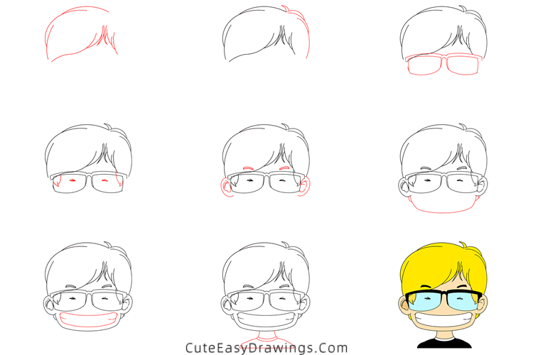 how to draw a man wearing sunglasses - www.cuteeasydrawings.com