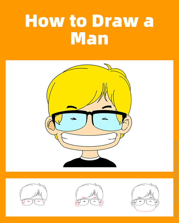 how to draw a man wearing sunglasses - www.cuteeasydrawings.com