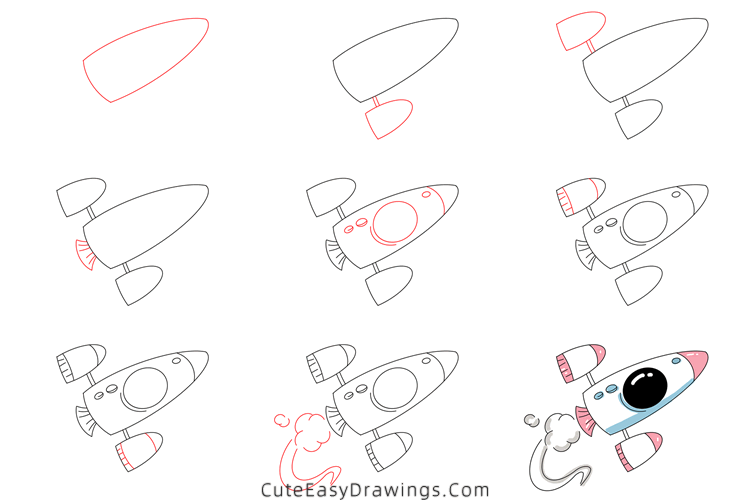 how to draw a spaceship - www.cuteeasydrawings.com