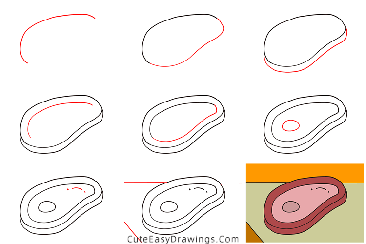 How to Draw a Steak Step by Step Cute Easy Drawings