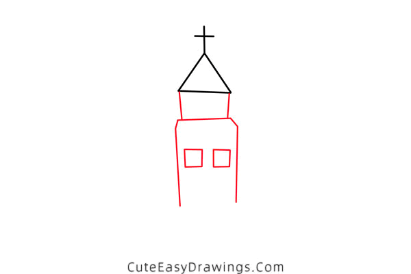 how to draw a church easy - www.cuteeasydrawings.com