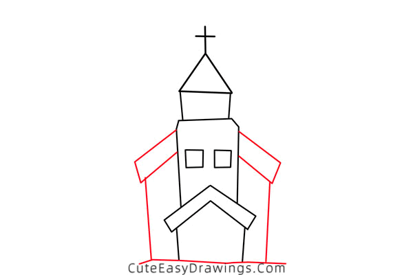 how to draw a church easy - www.cuteeasydrawings.com