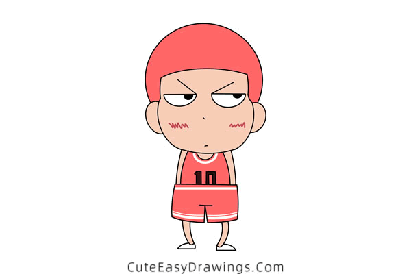 how to draw sakuragi hanamichi - www.cuteeasydrawings.com