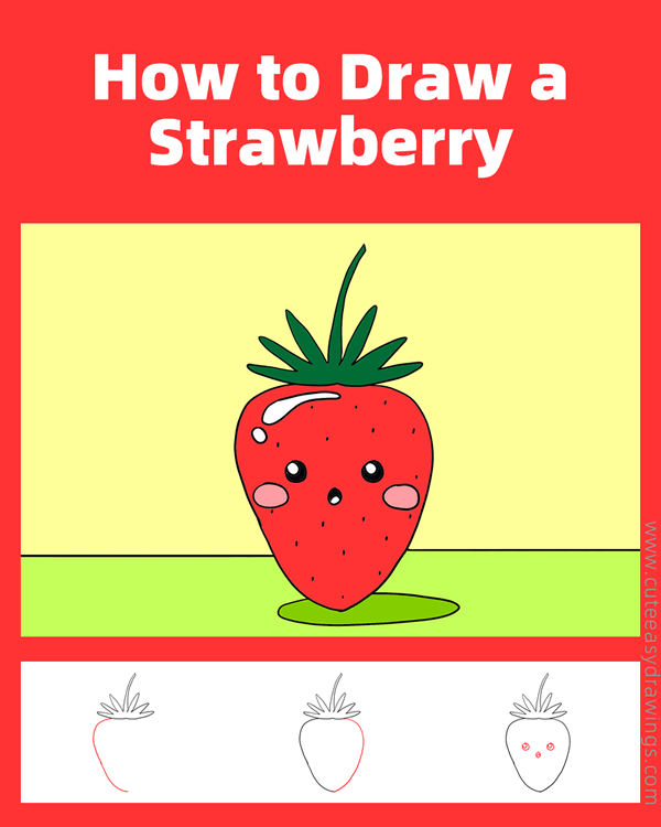 how to draw a cartoon strawberry - www.cuteeasydrawings.com