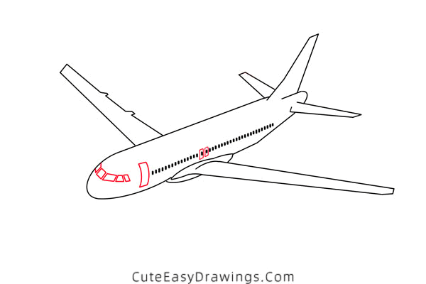 how to draw an airplane - www.cuteeasydrawings.com