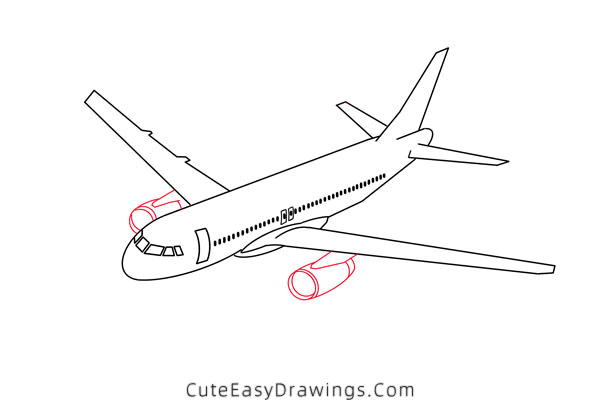 how to draw an airplane - www.cuteeasydrawings.com