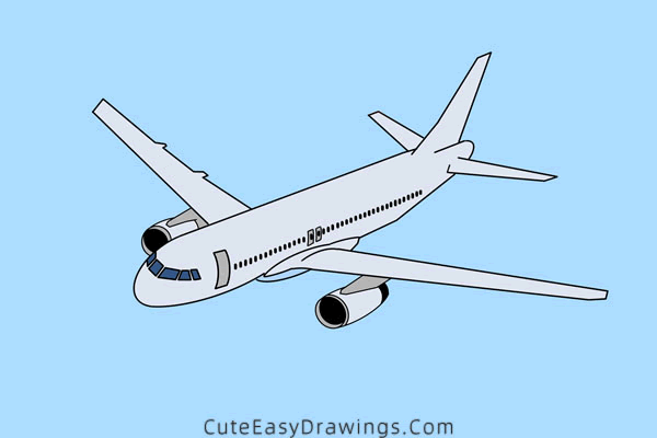 how to draw an airplane - www.cuteeasydrawings.com