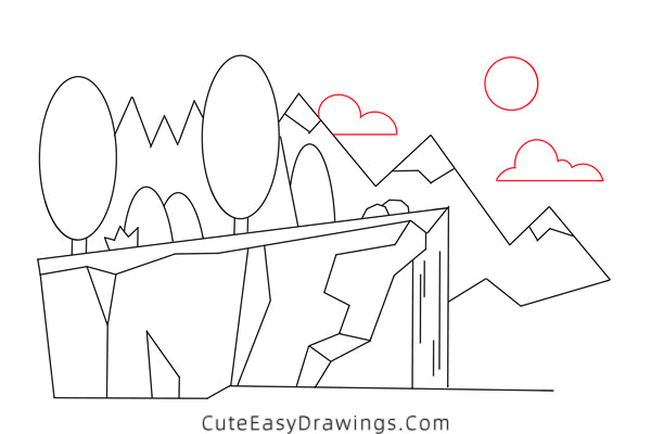 how to draw a cliff - www.cuteeasydrawings.com