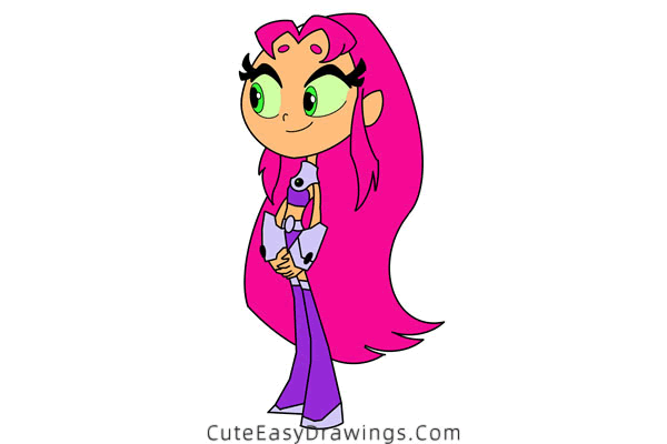 how to draw starfire - www.cuteeasydrawings.com