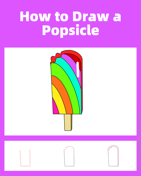 how to draw a rainbow popsicle - www.cuteeasydrawings.com