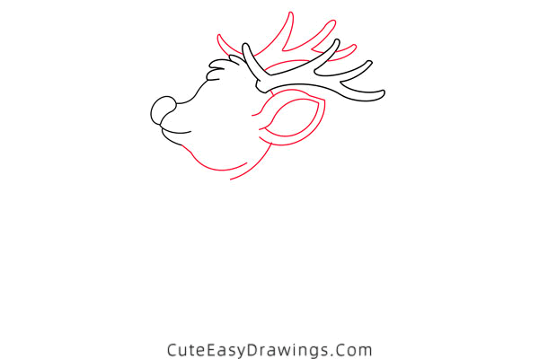 how to draw rudolph - www.cuteeasydrawings.com