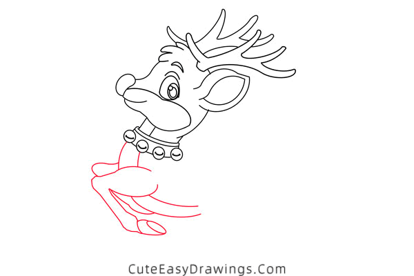 how to draw rudolph - www.cuteeasydrawings.com