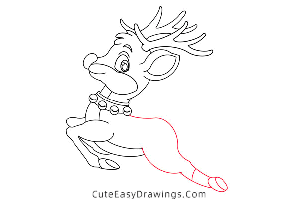 how to draw rudolph - www.cuteeasydrawings.com