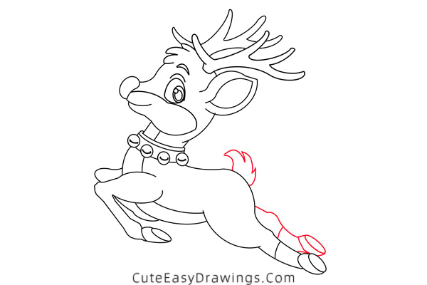 how to draw rudolph - www.cuteeasydrawings.com