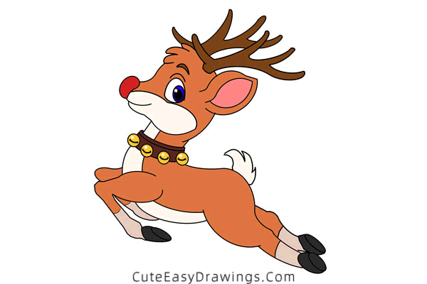 how to draw rudolph - www.cuteeasydrawings.com