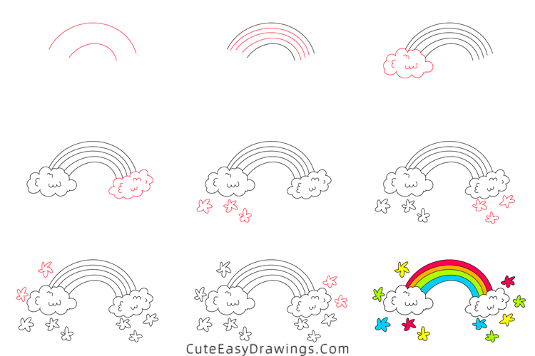 how to draw a rainbow - www.cuteeasydrawings.com