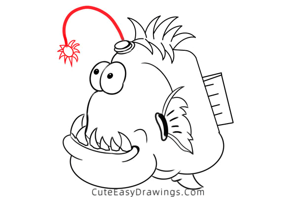 how to draw an anglerfish - www.cuteeasydrawings.com