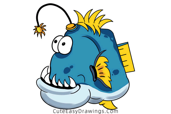 how to draw an anglerfish - www.cuteeasydrawings.com