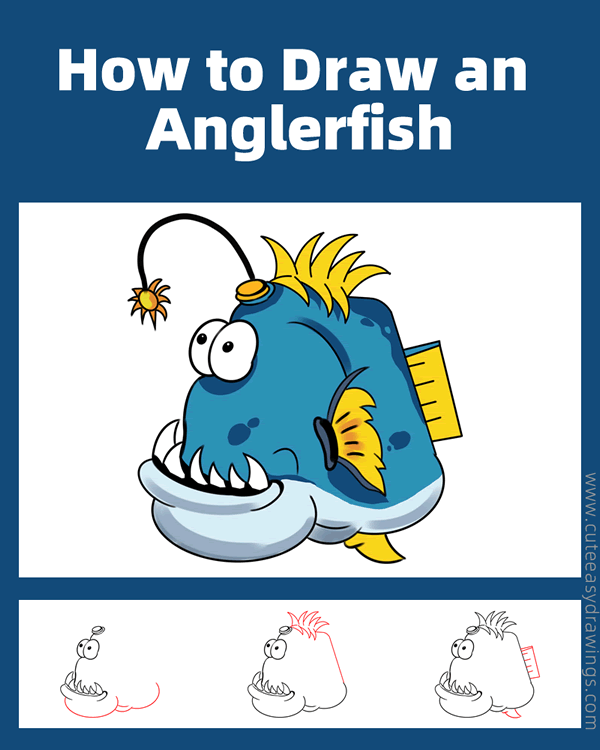 how to draw an anglerfish - www.cuteeasydrawings.com