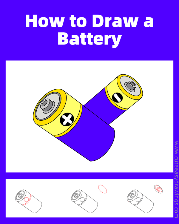 how to draw a battery - www.cuteeasydrawings.com