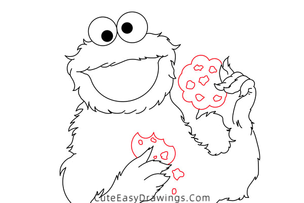 how to draw cookie monster - www.cuteeasydrawings.com