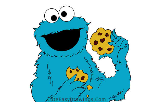 How to Draw Cookie Monster Step by Step - Cute Easy Drawings