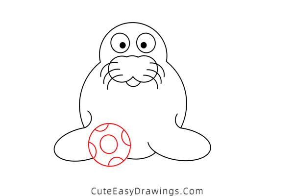 how to draw a sea lion with a ball - www.cuteeasydrawings.com