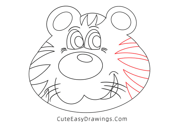 how to draw a tiger face - www.cuteeasydrawings.com