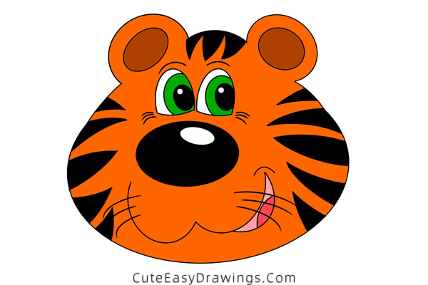 how to draw a tiger face - www.cuteeasydrawings.com